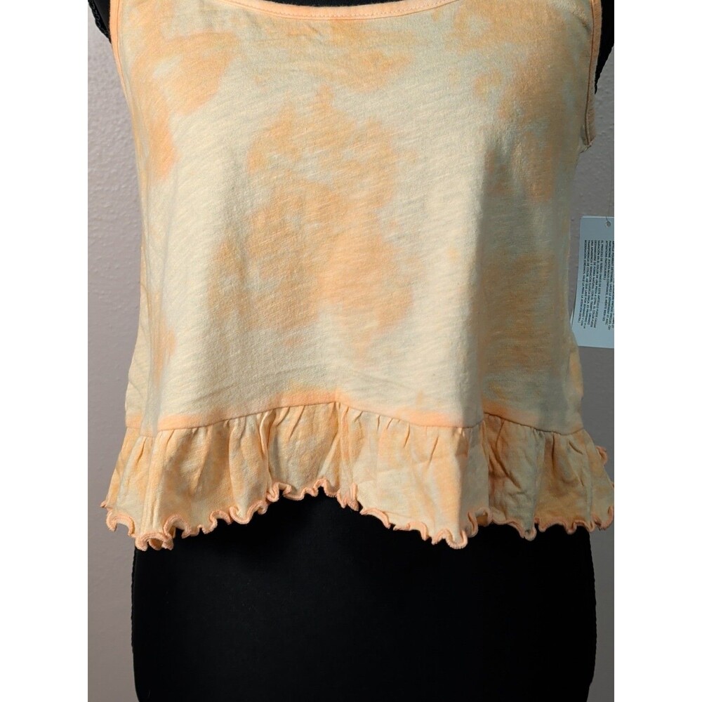 ❤️American Eagle Womens Small Peach Tie Dye Ruffle Hem Cropped Tank Top NWT❤️ - Picture 3 of 9